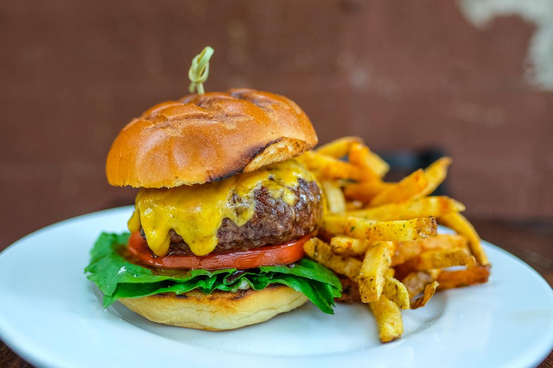 Cheddar Burger with Fries ($15)
